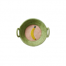 Mini Round Raffia Basket Embroidered Fruit Rice DK